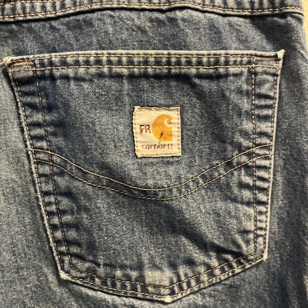 Carhartt‎ FR Denim Blue Work Jeans Relaxed Fit Men 42x28 Workwear FRB100DNM